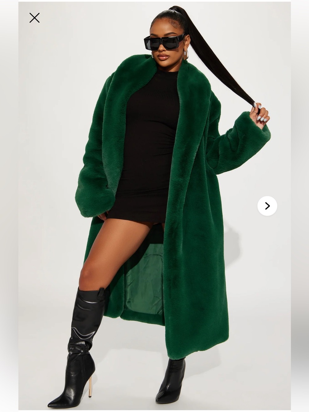Mari Faux Fur Coat - Hunter Sz M